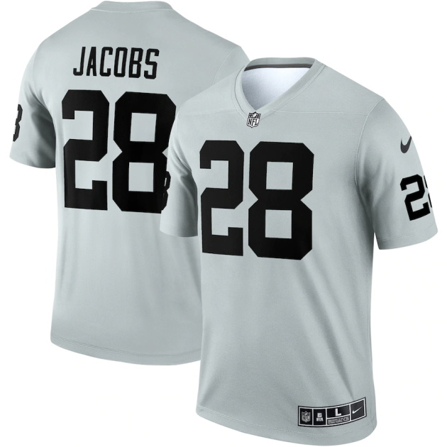 mens nike josh jacobs silver las vegas raiders inverted legend jersey